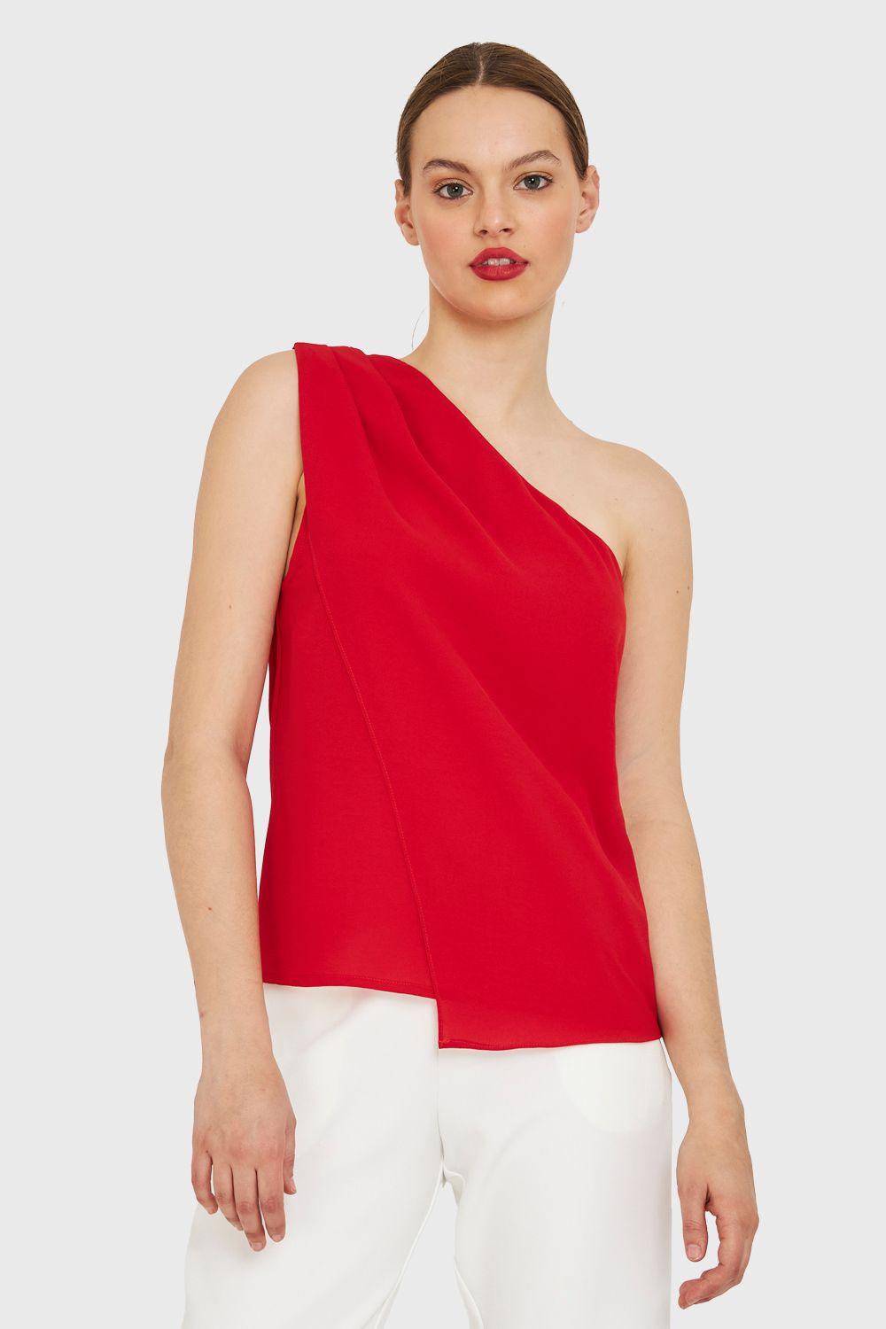 Blusa Asimétrica Rojo Nicopoly-4