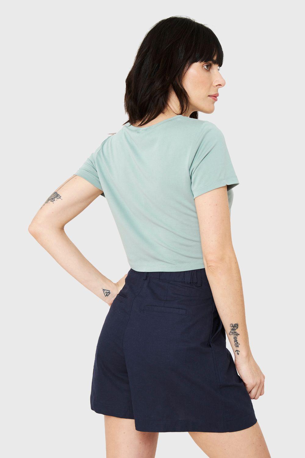 Polera Crop Nudo Verde Nicopoly-3