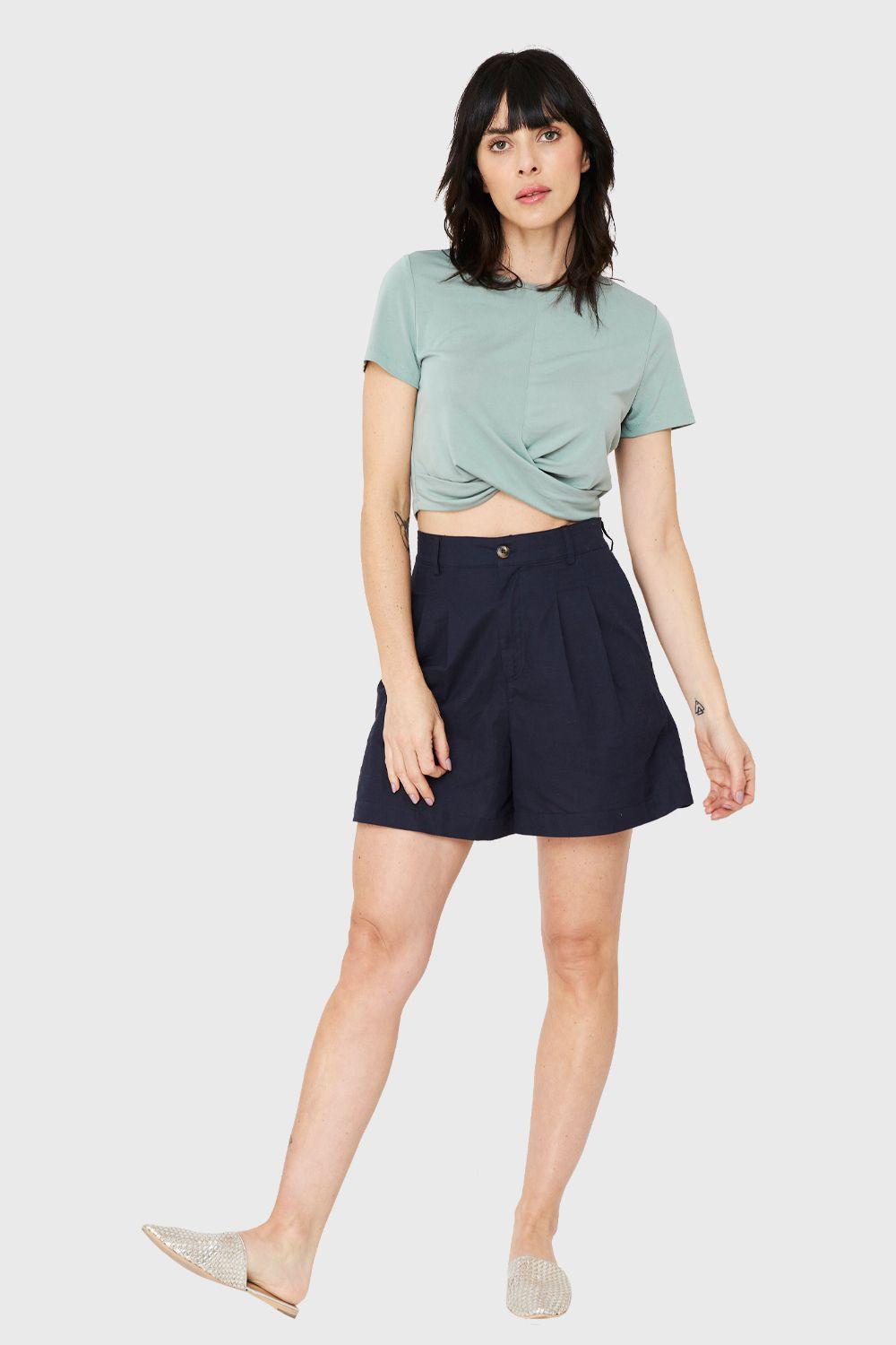 Polera Crop Nudo Verde Nicopoly-1