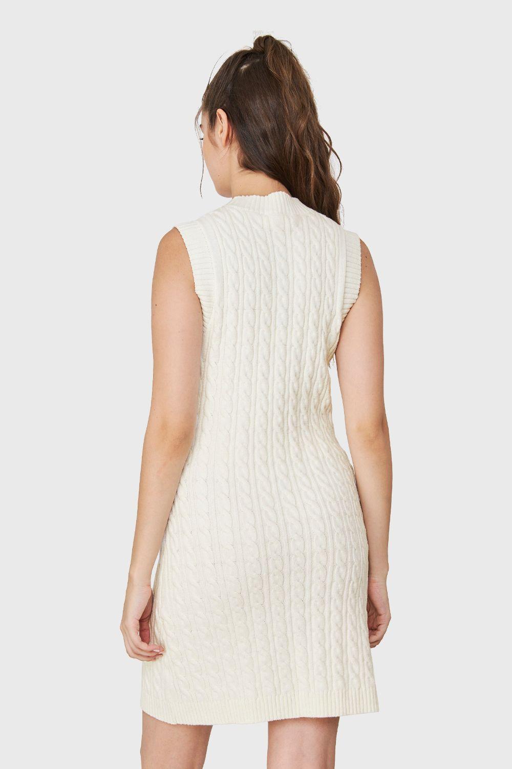 Vestido De Punto Trenzado Blanco Nicopoly-3