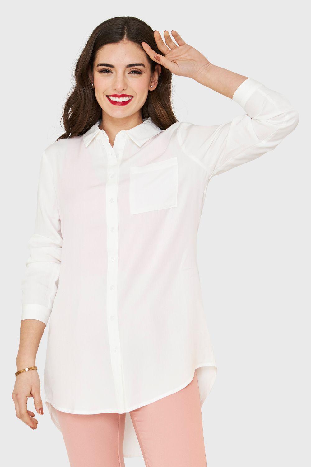 Camisa Larga Bolsillo Blanco Nicopoly-0