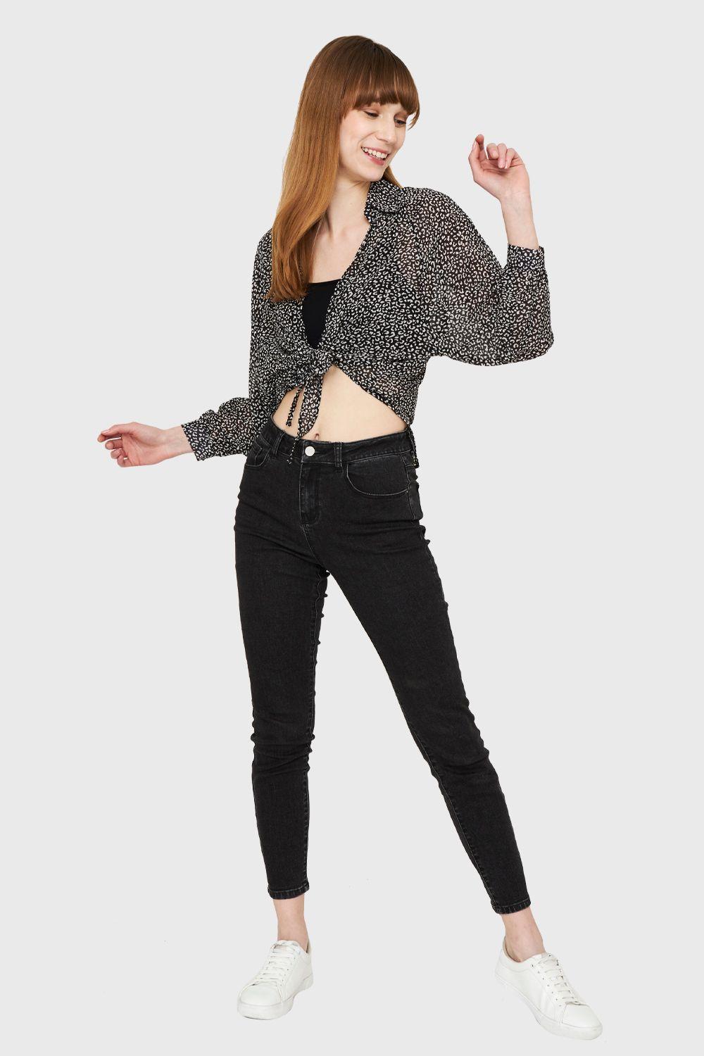 Blusa Nudo Animal Print Negro Nicopoly-1