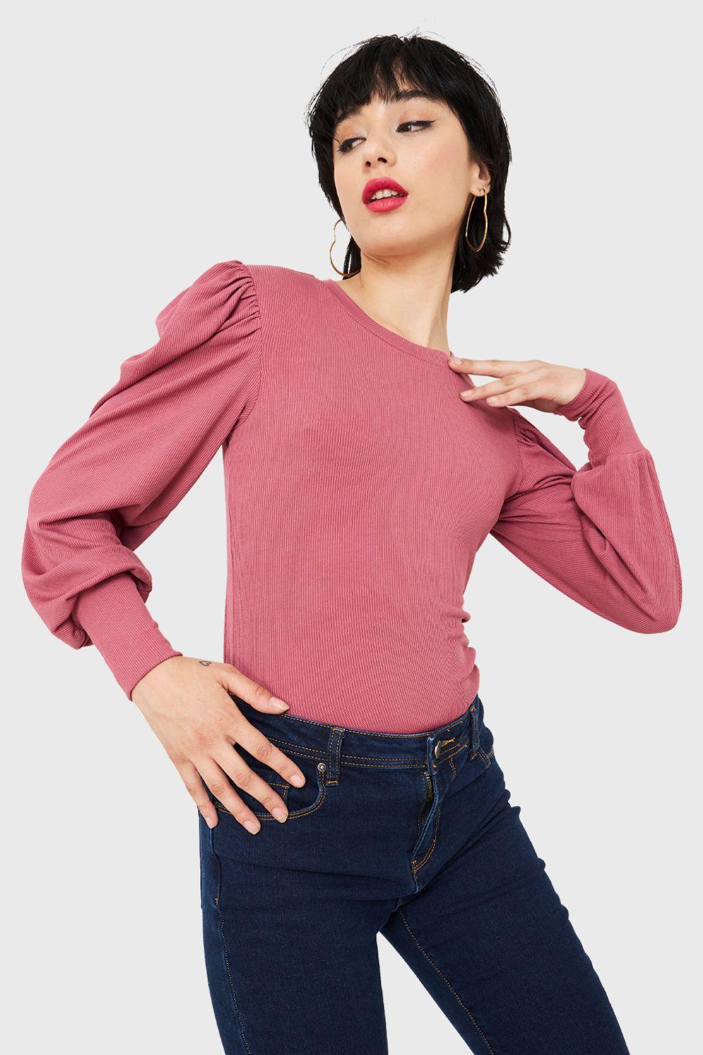 Polera Acanalada Princesa Rosado Nicopoly-0