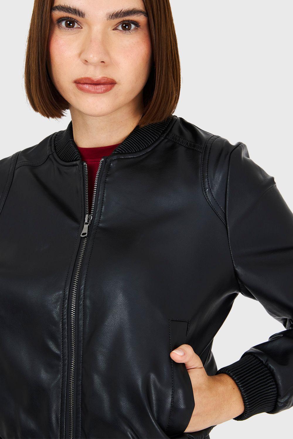 Bomber Ecocuero Negro Nicopoly-5