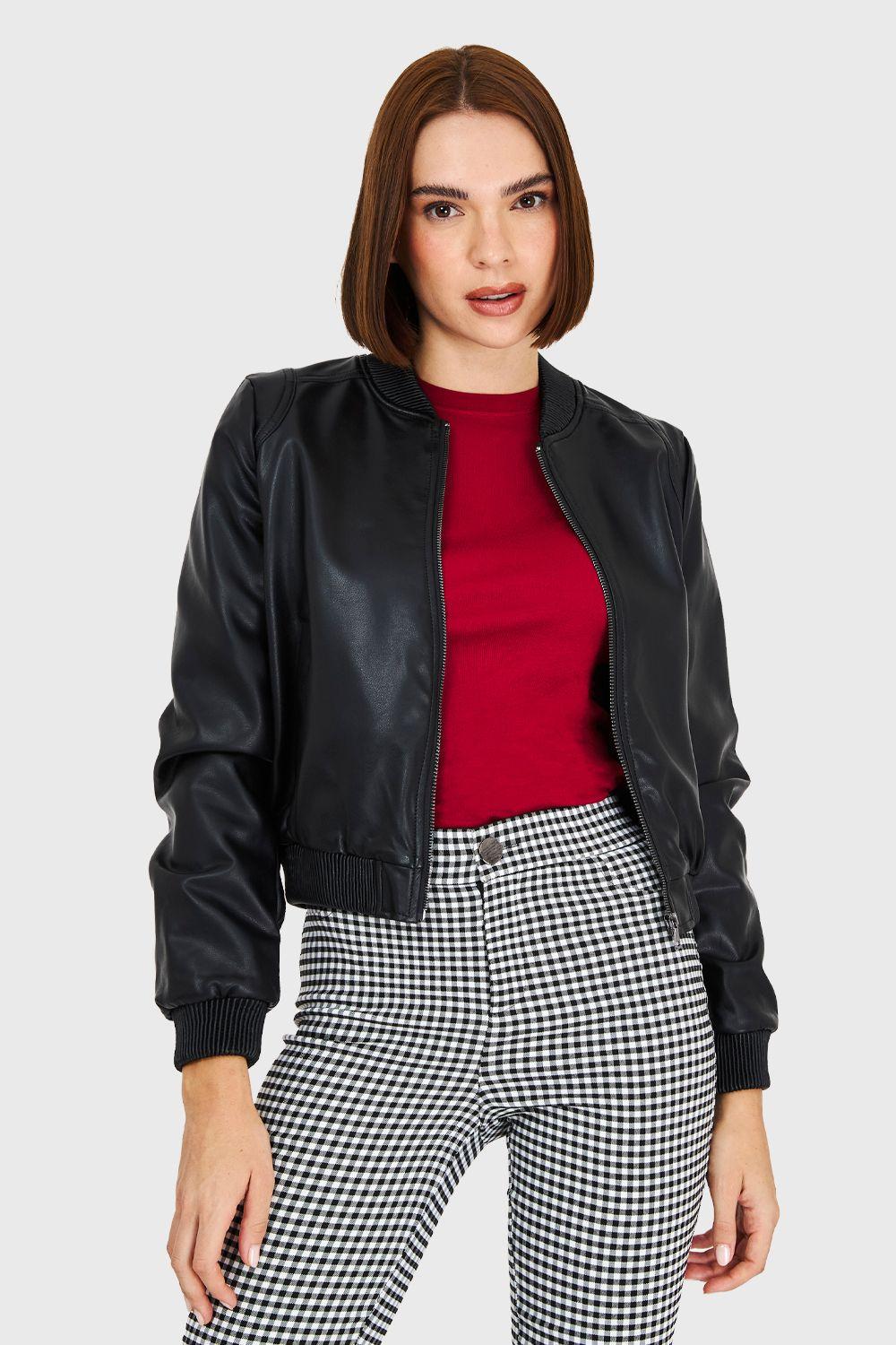 Bomber Ecocuero Negro Nicopoly-0