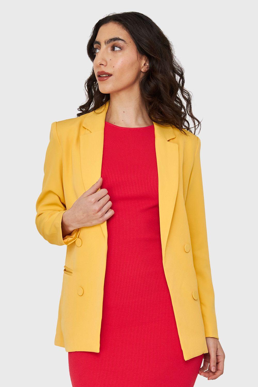 Blazer Botones Decorativos Amarillo Nicopoly-4