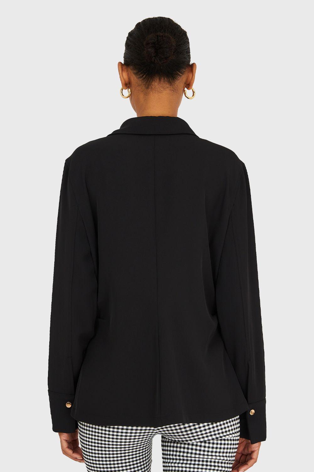 Camisa Pliegues Cintura Negro Nicopoly-3