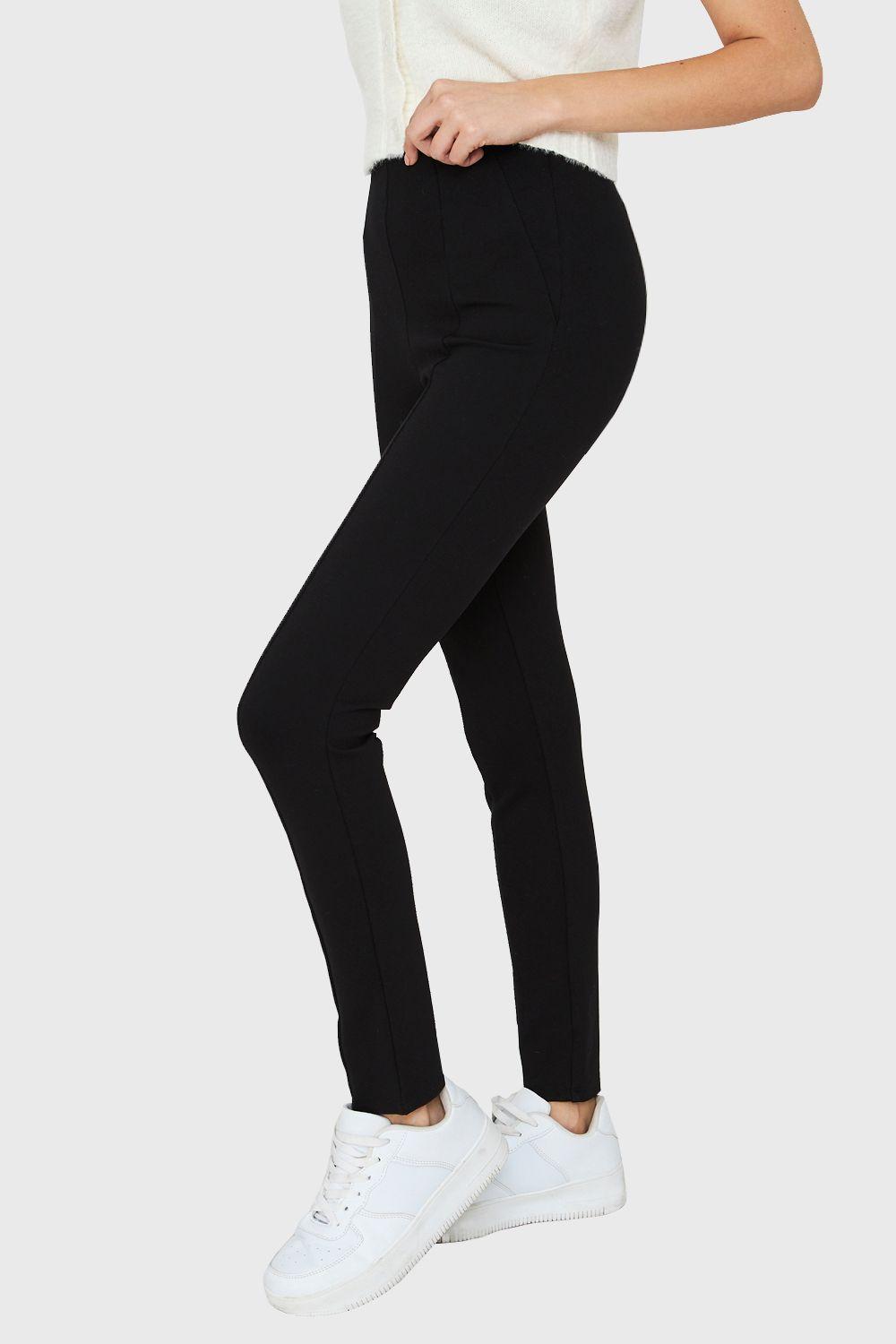 Legging Tiro Alto Costuras Frontales Negro Nicopoly-2