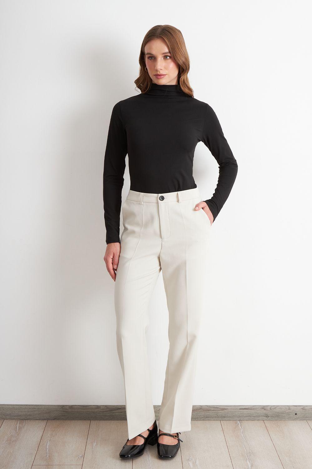 Polera Manga Larga Cuello Alto Negro Nicopoly-1