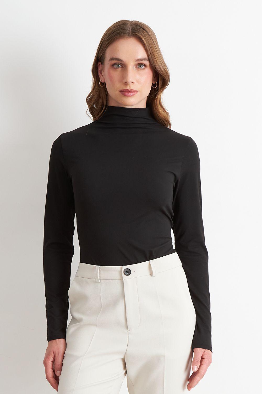 Polera Manga Larga Cuello Alto Negro Nicopoly-4