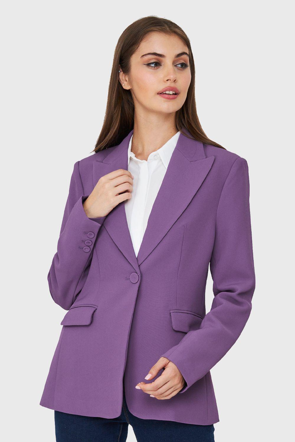 Blazer Bolsillos Con Solapas Violeta Nicopoly-4