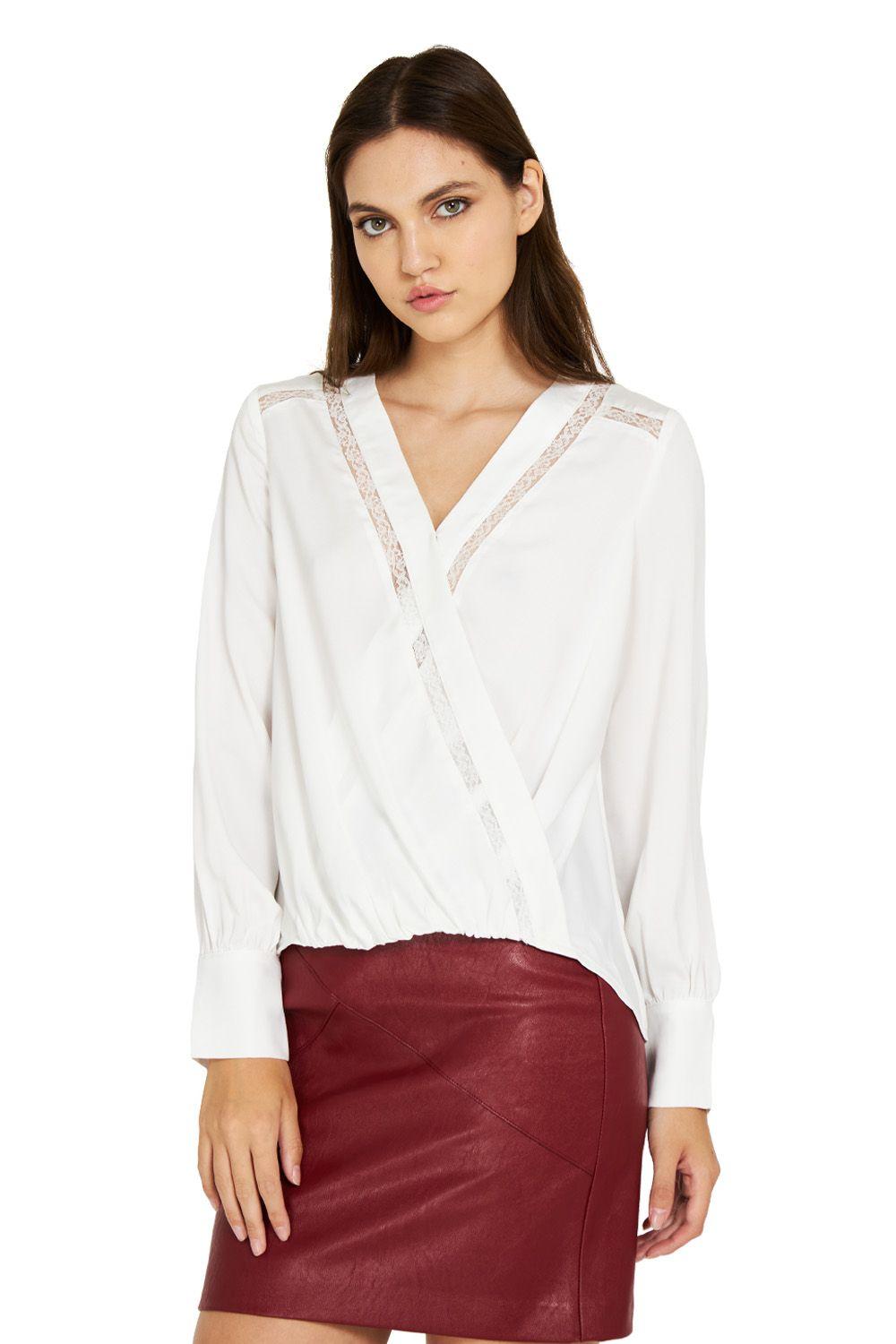 Blusa Detalles Encaje Blanco Nicopoly-0