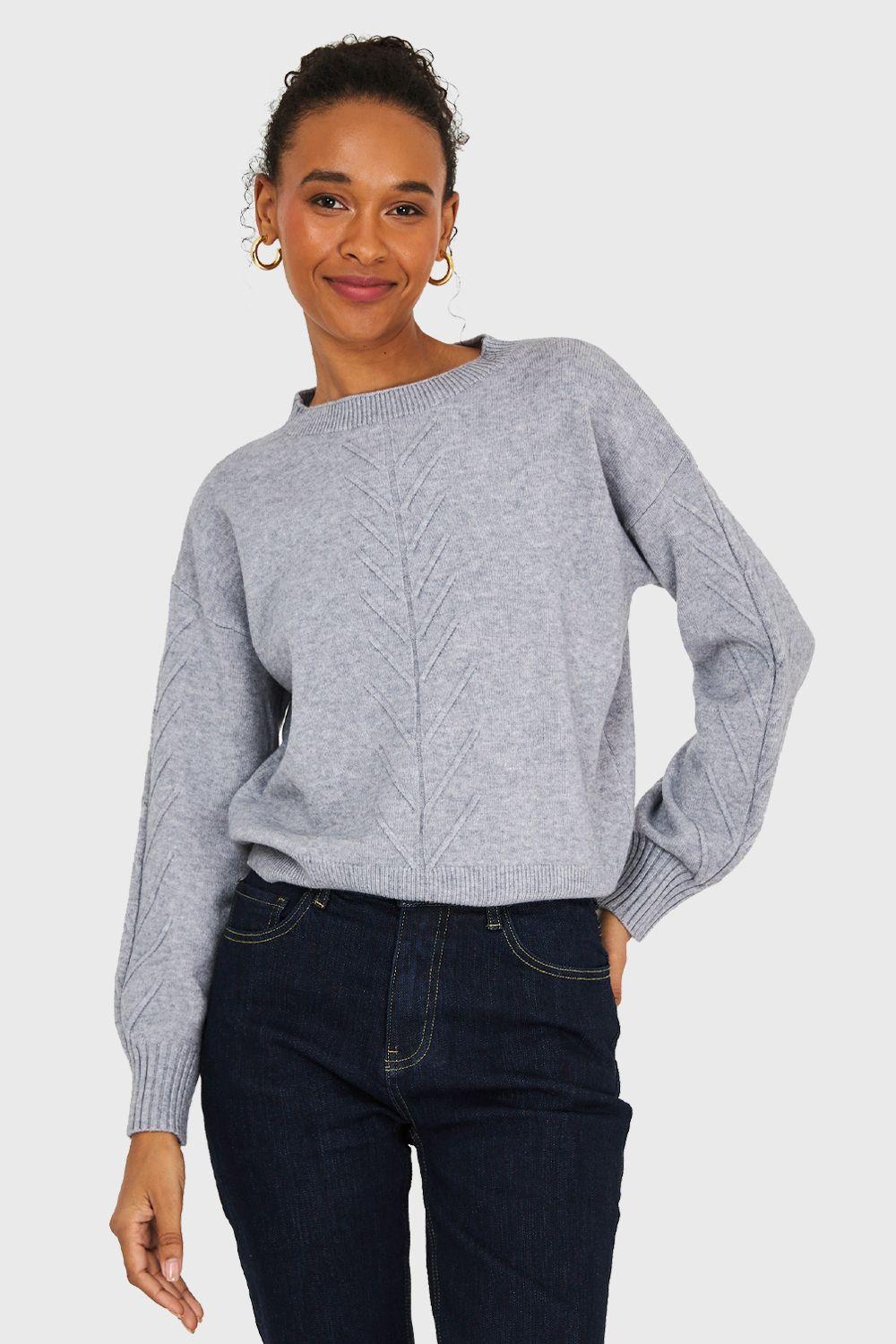 Sweater Diseños Espigas Gris Nicopoly-0