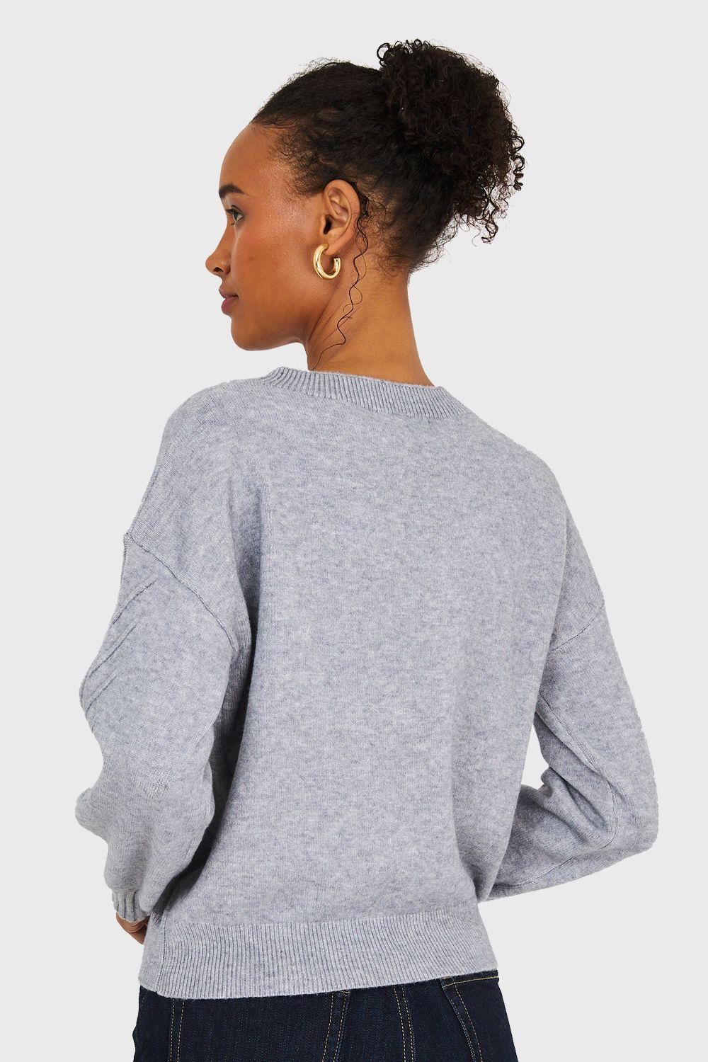 Sweater Diseños Espigas Gris Nicopoly-3