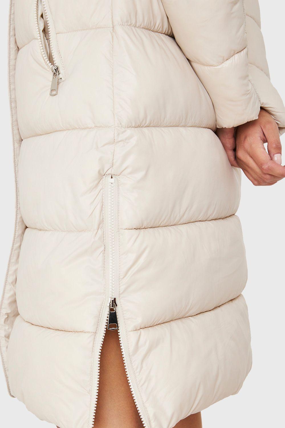 Parka Larga Acolchada Cuello Alto Blanco Invierno Nicopoly-5