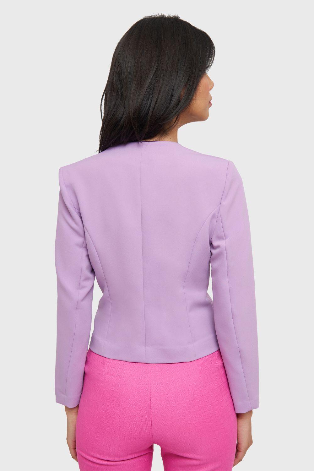 Blazer Corto Botón Dorado Lila Nicopoly-3