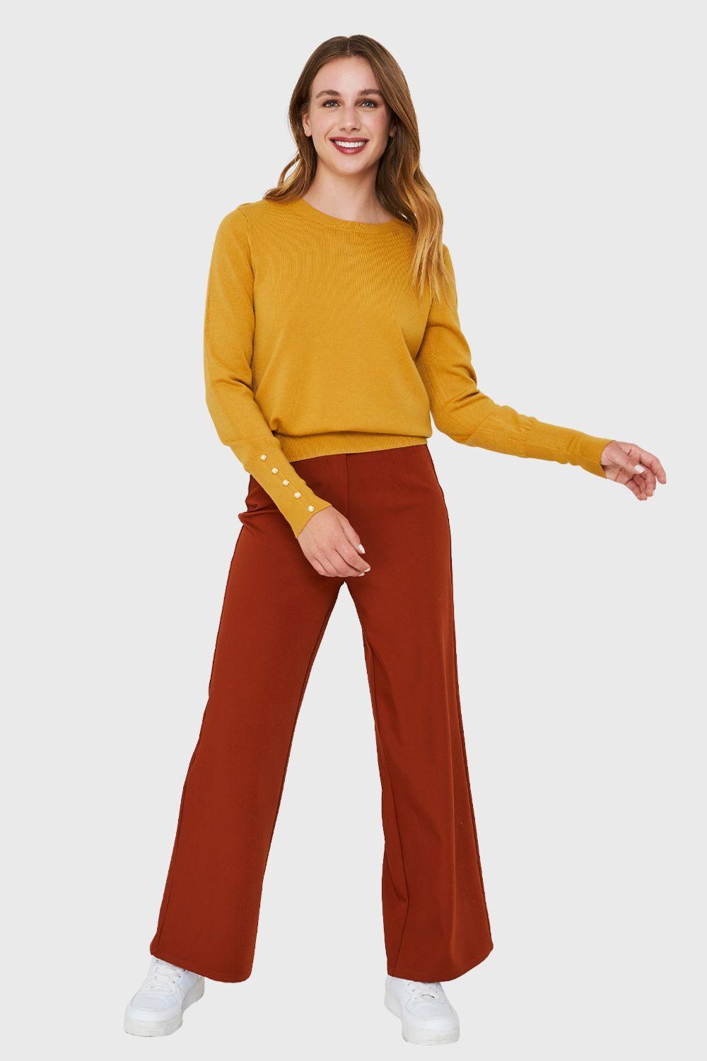 Sweater Detalle Perla Mostaza Nicopoly-1