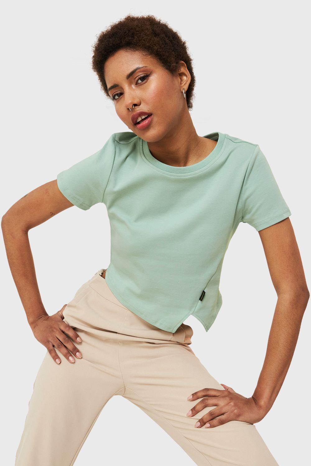 Polera Crop Etiqueta Fashion Verde Claro Nicopoly-0