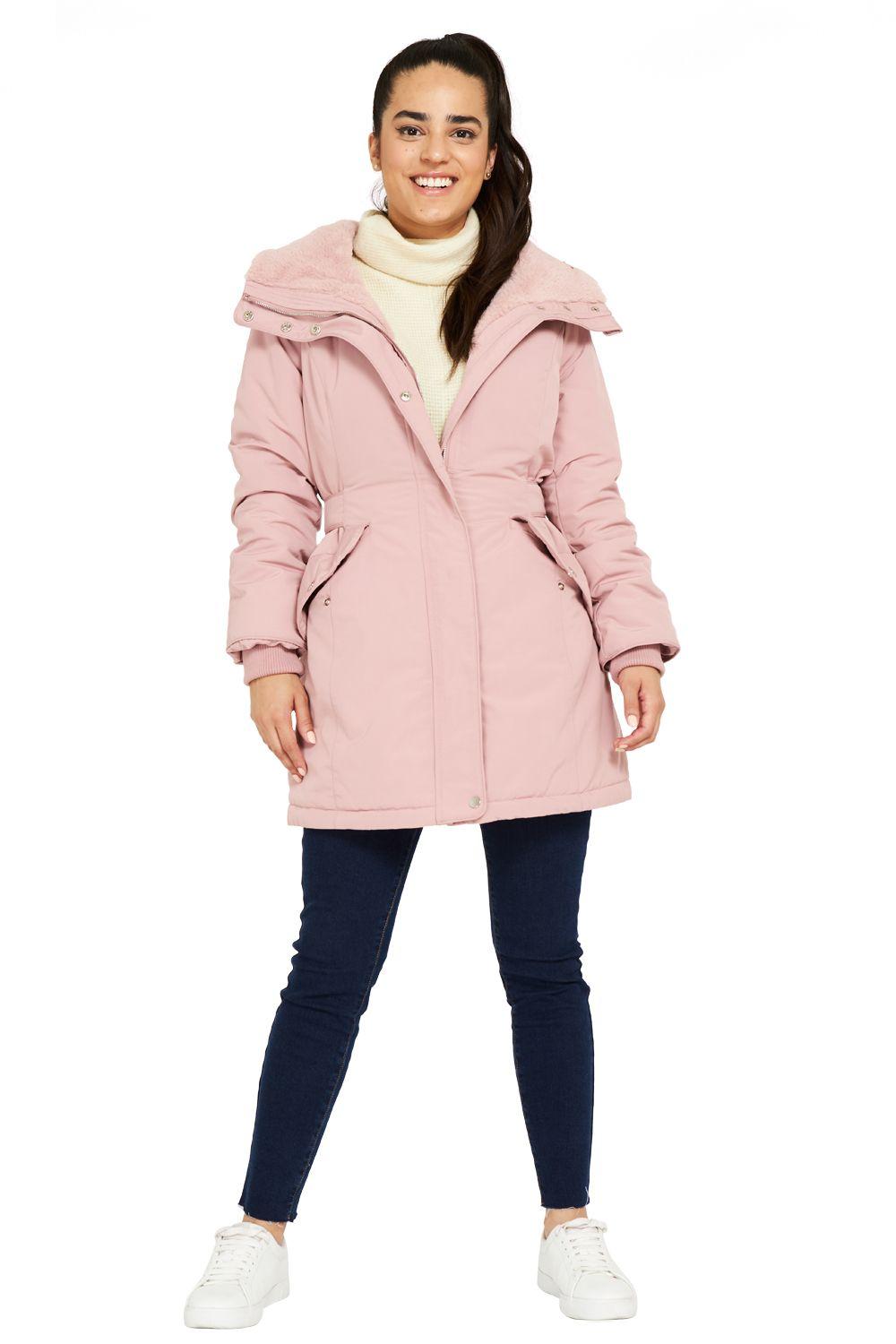 Parka Entallada Cuello Alto Rosado Nicopoly-1