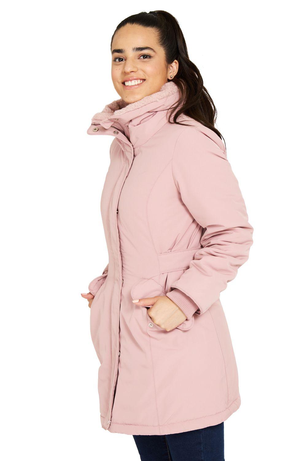 Parka Entallada Cuello Alto Rosado Nicopoly-2