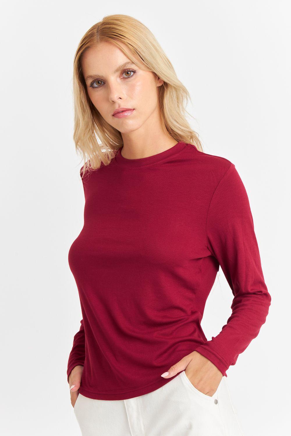 Polera Cuello Redondo Burdeo Nicopoly-2