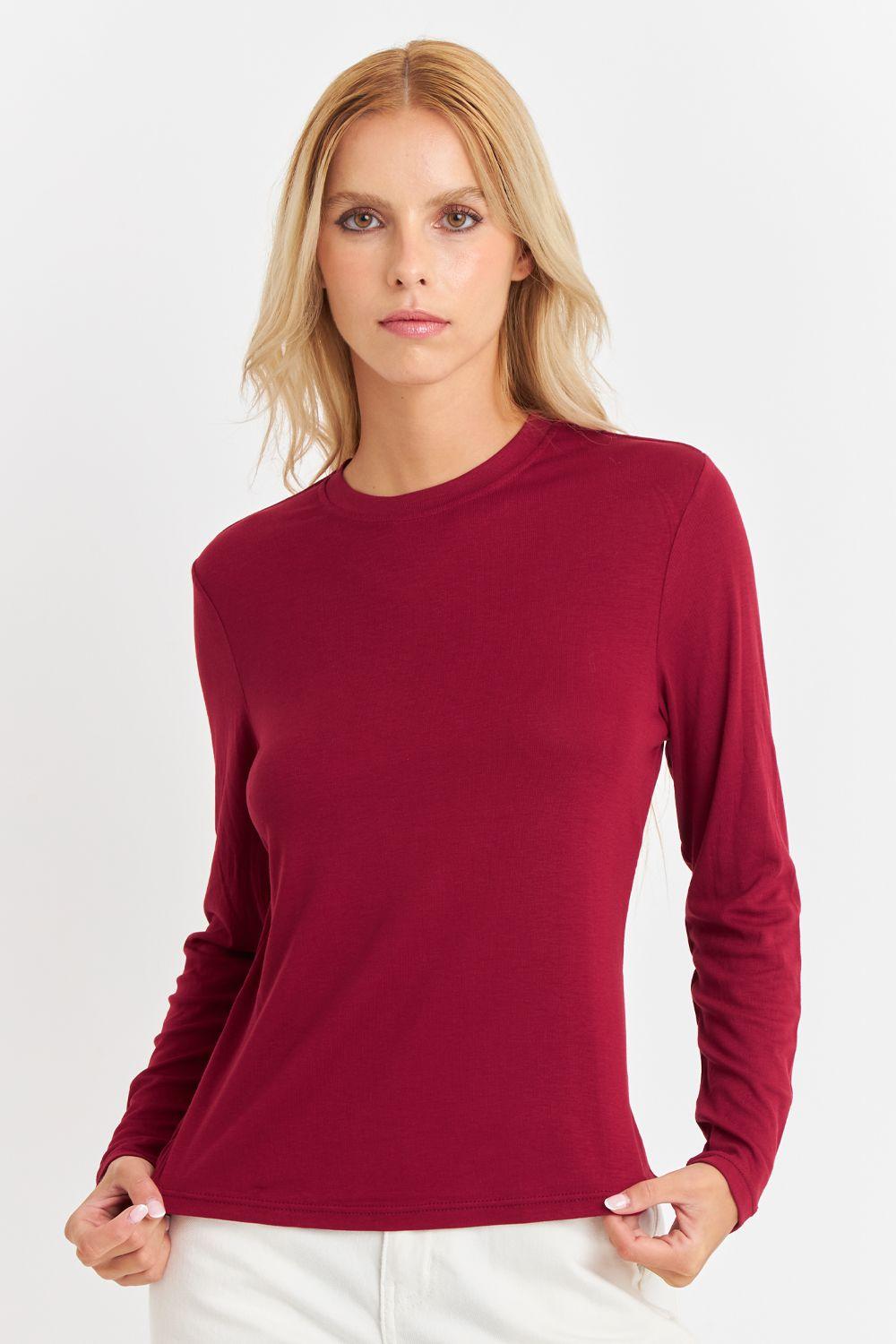 Polera Cuello Redondo Burdeo Nicopoly-4