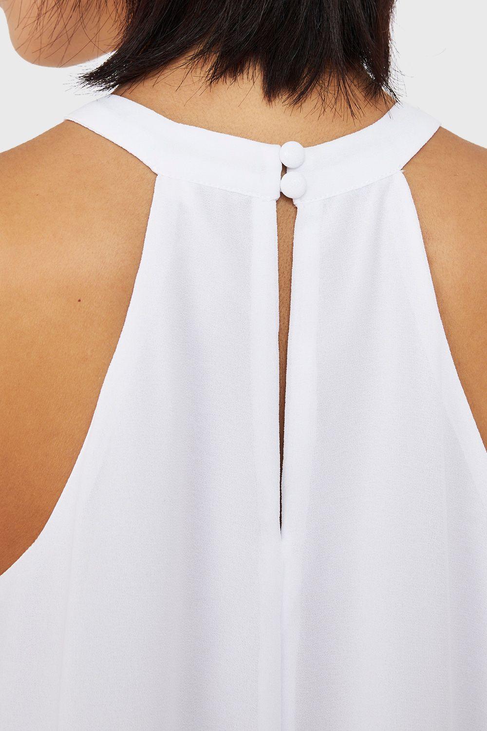 Vestido Corto Cuello Halter Blanco Nicopoly-5