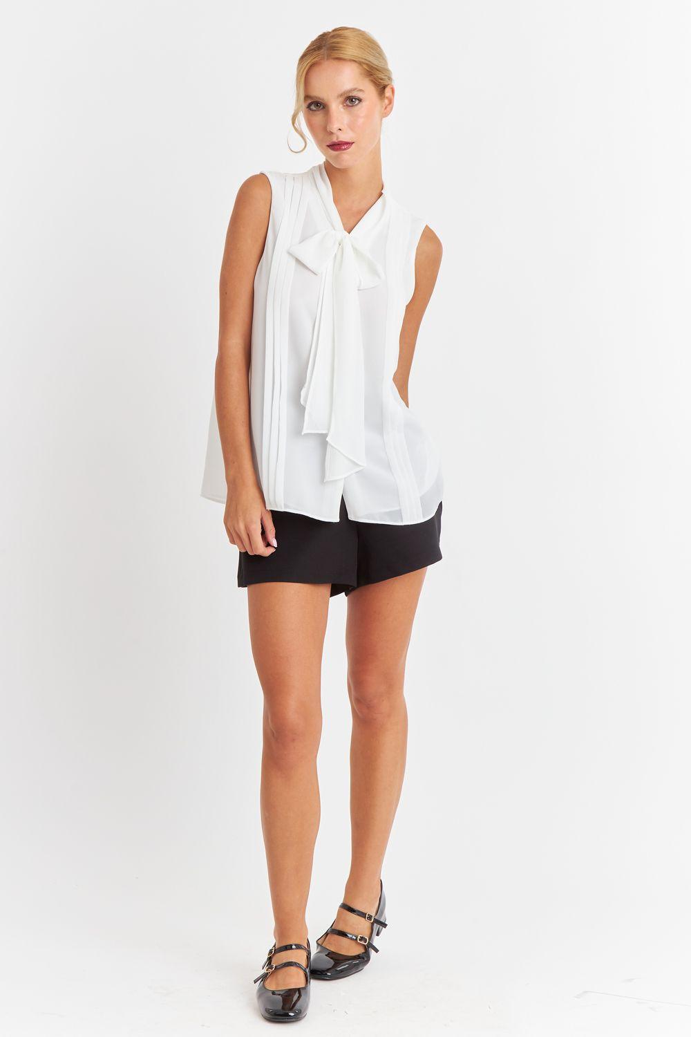 Blusa Cuello Tipo Corbata Blanco Nicopoly-1