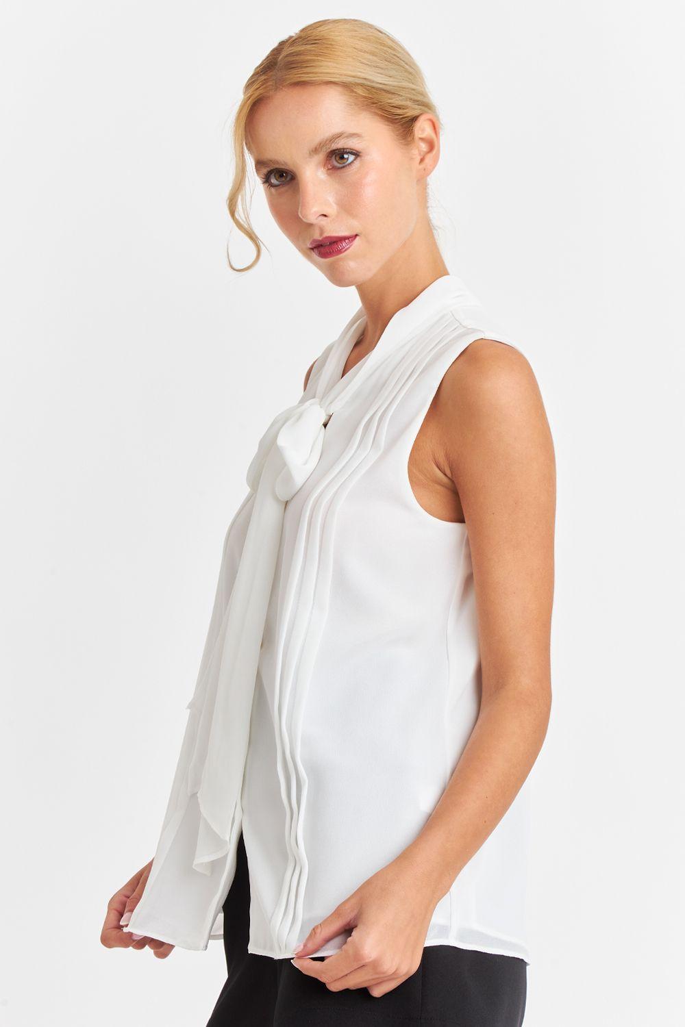 Blusa Cuello Tipo Corbata Blanco Nicopoly-2