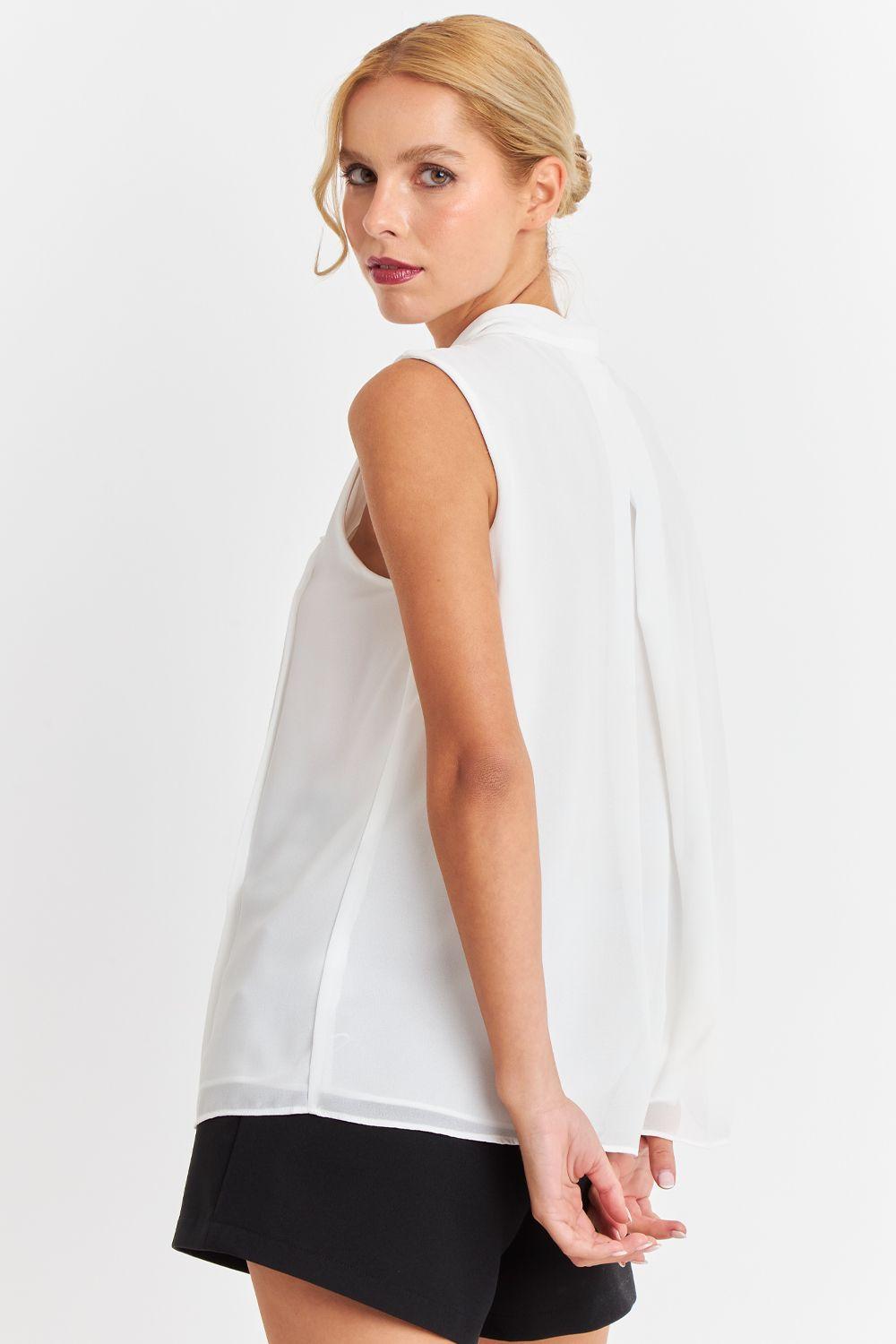 Blusa Cuello Tipo Corbata Blanco Nicopoly-3