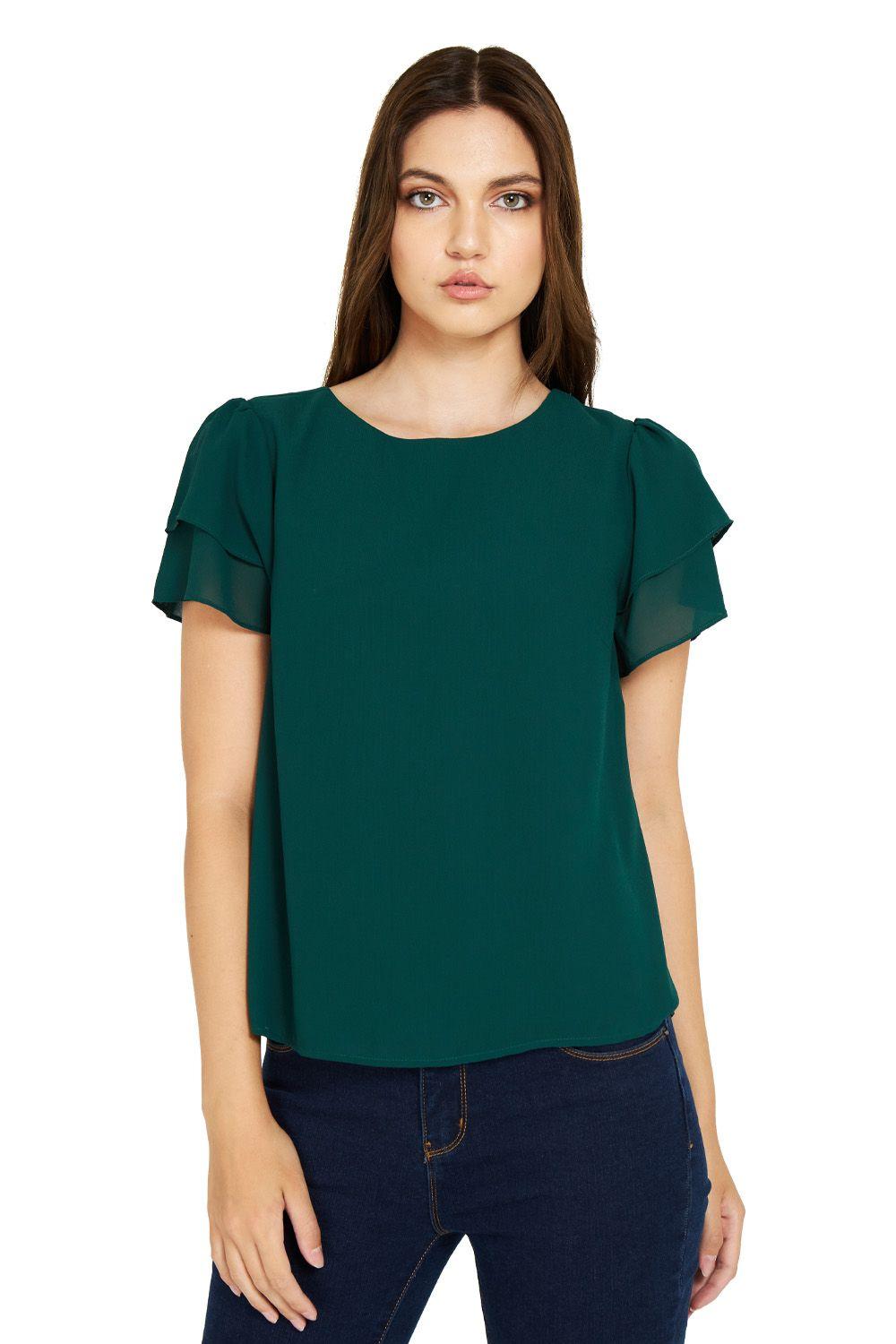 Blusa Vuelos Básica  Verde Nicopoly-0