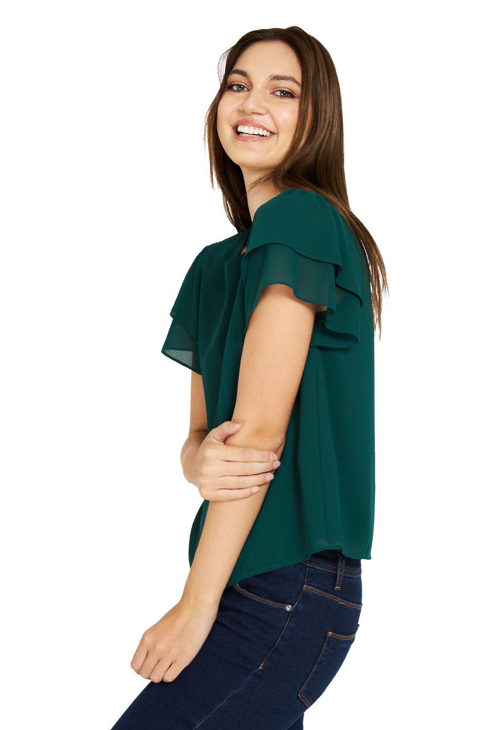 Blusa Vuelos Básica  Verde Nicopoly-2