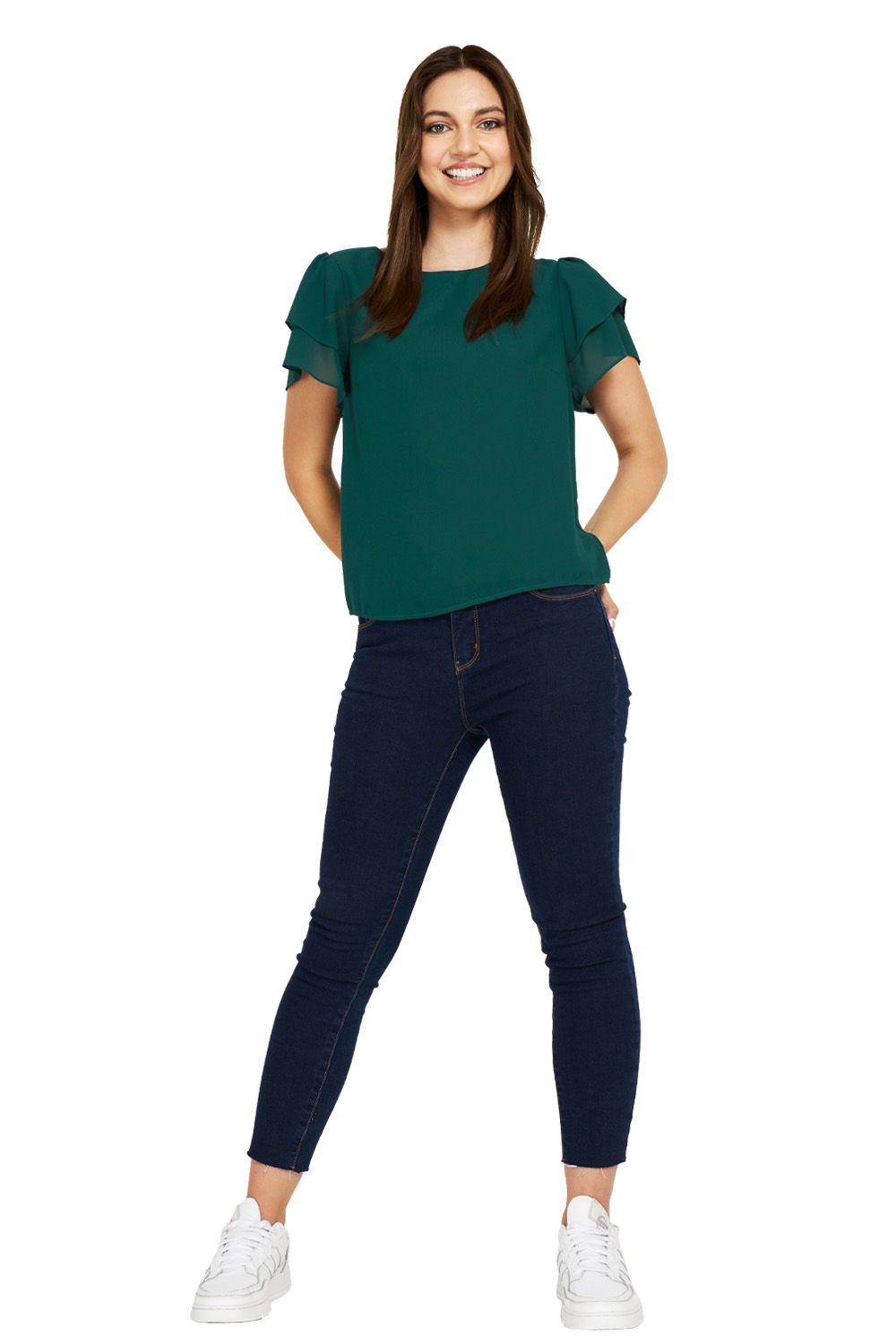 Blusa Vuelos Básica  Verde Nicopoly-1
