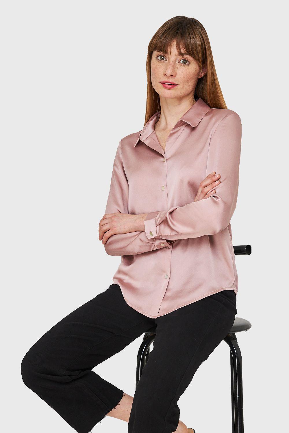 Blusa Camisera Tipo Satín Rosado Nicopoly-0