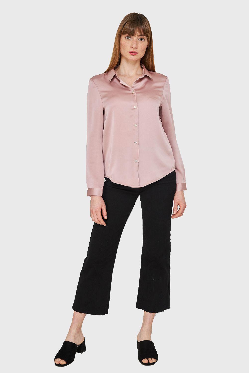 Blusa Camisera Tipo Satín Rosado Nicopoly-1