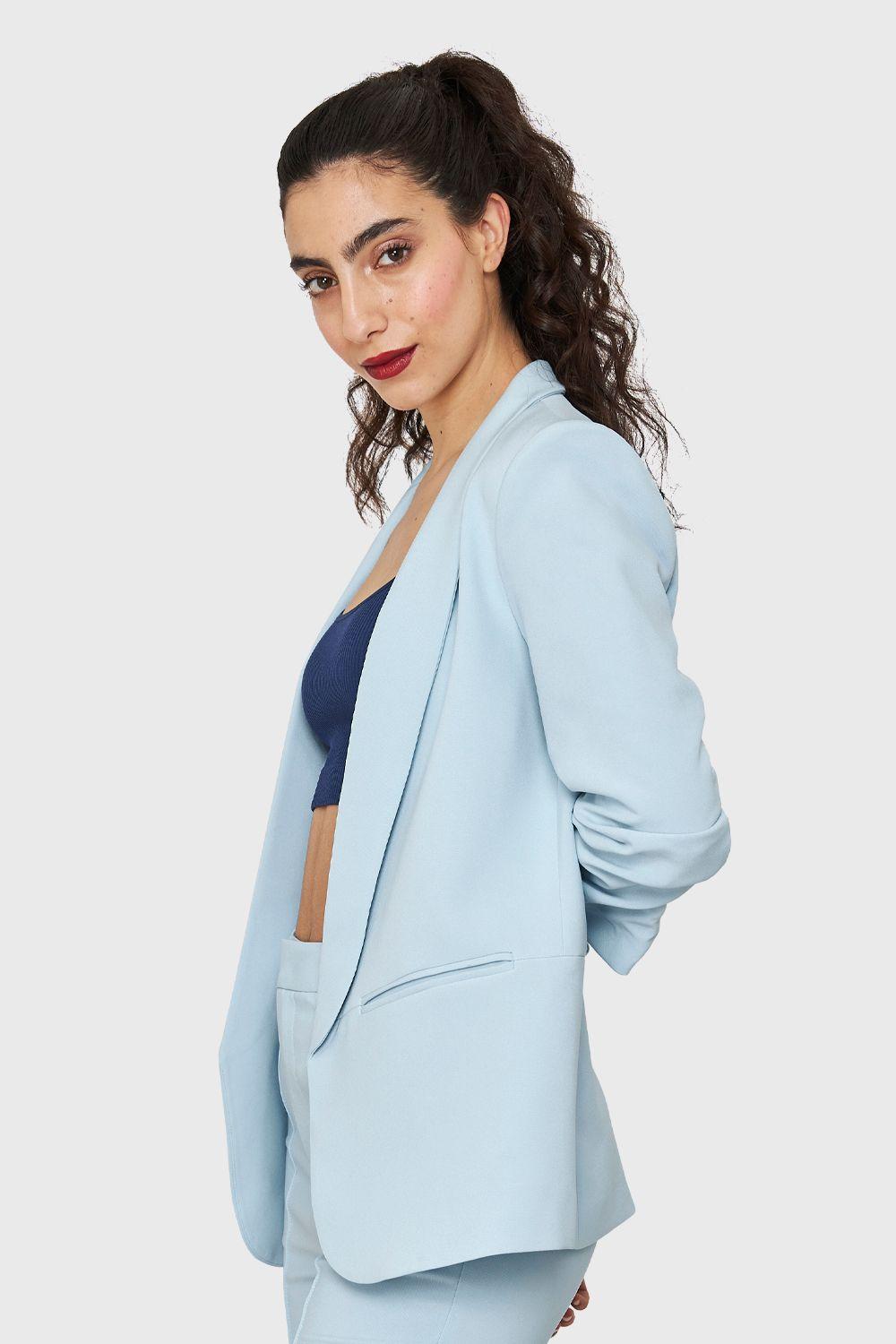 Blazer Manga 3/4 Con Pliegues Celeste Nicopoly-3