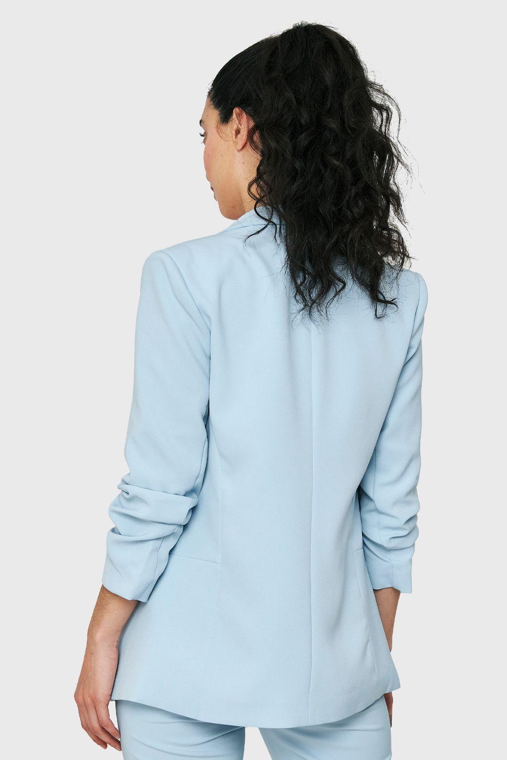 Blazer Manga 3/4 Con Pliegues Celeste Nicopoly-5
