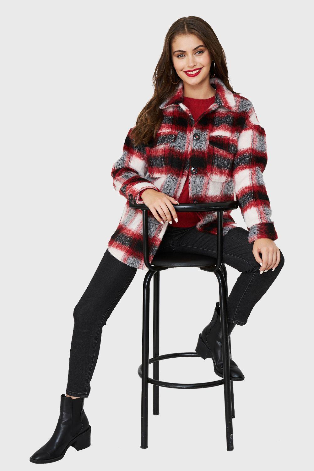 Chaqueta Camisera Cuadros Rojo Nicopoly-1