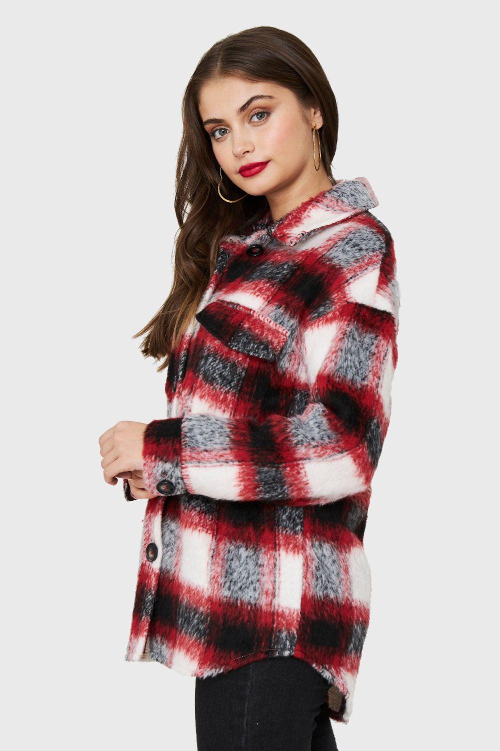 Chaqueta Camisera Cuadros Rojo Nicopoly-2