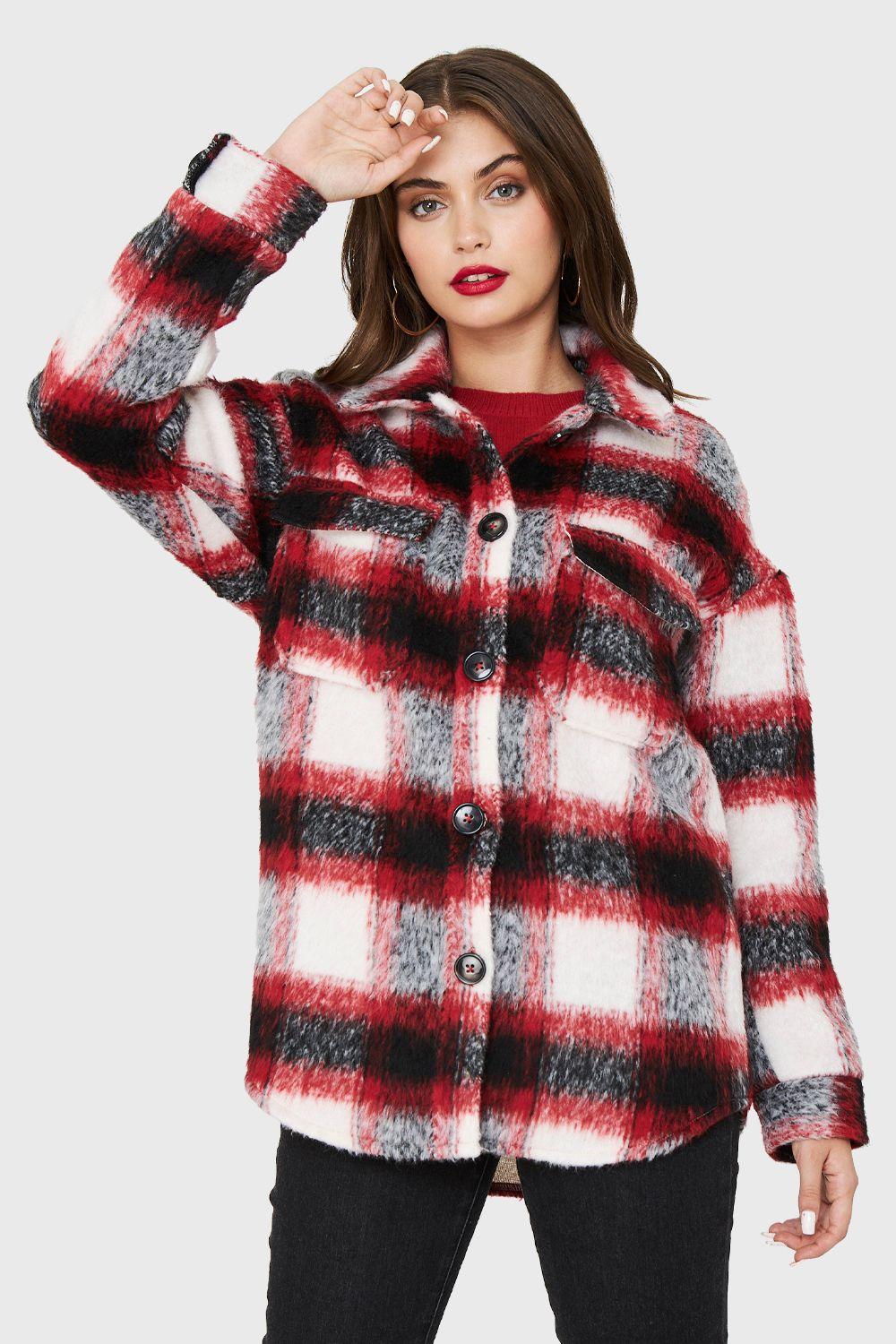 Chaqueta Camisera Cuadros Rojo Nicopoly-0