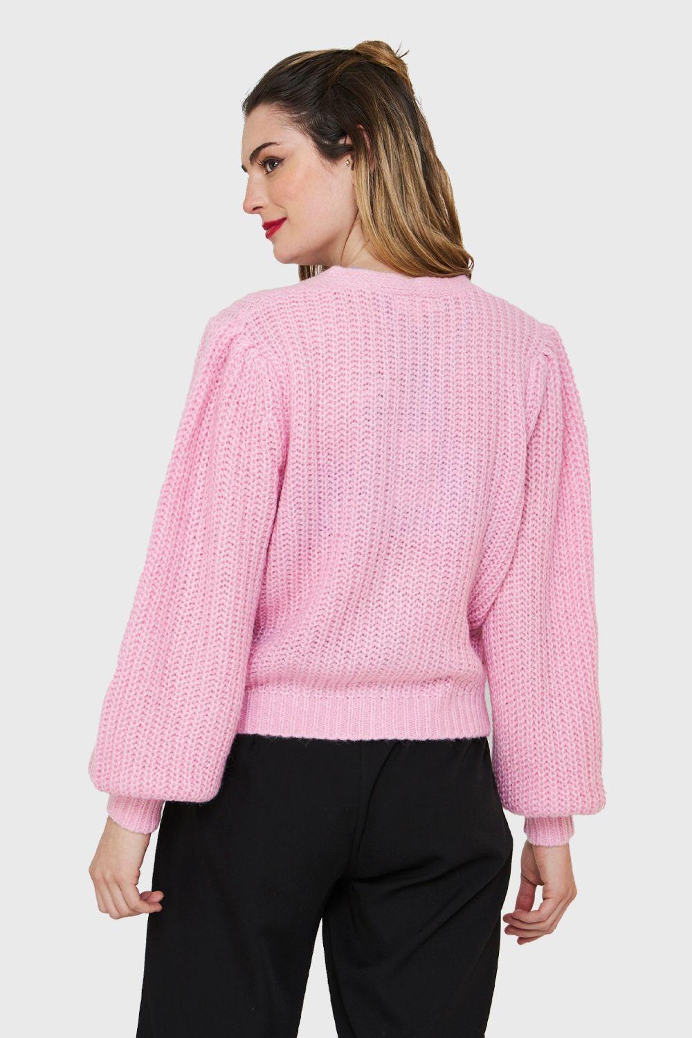 Cárdigan Corto Botones Rosa Nicopoly-3