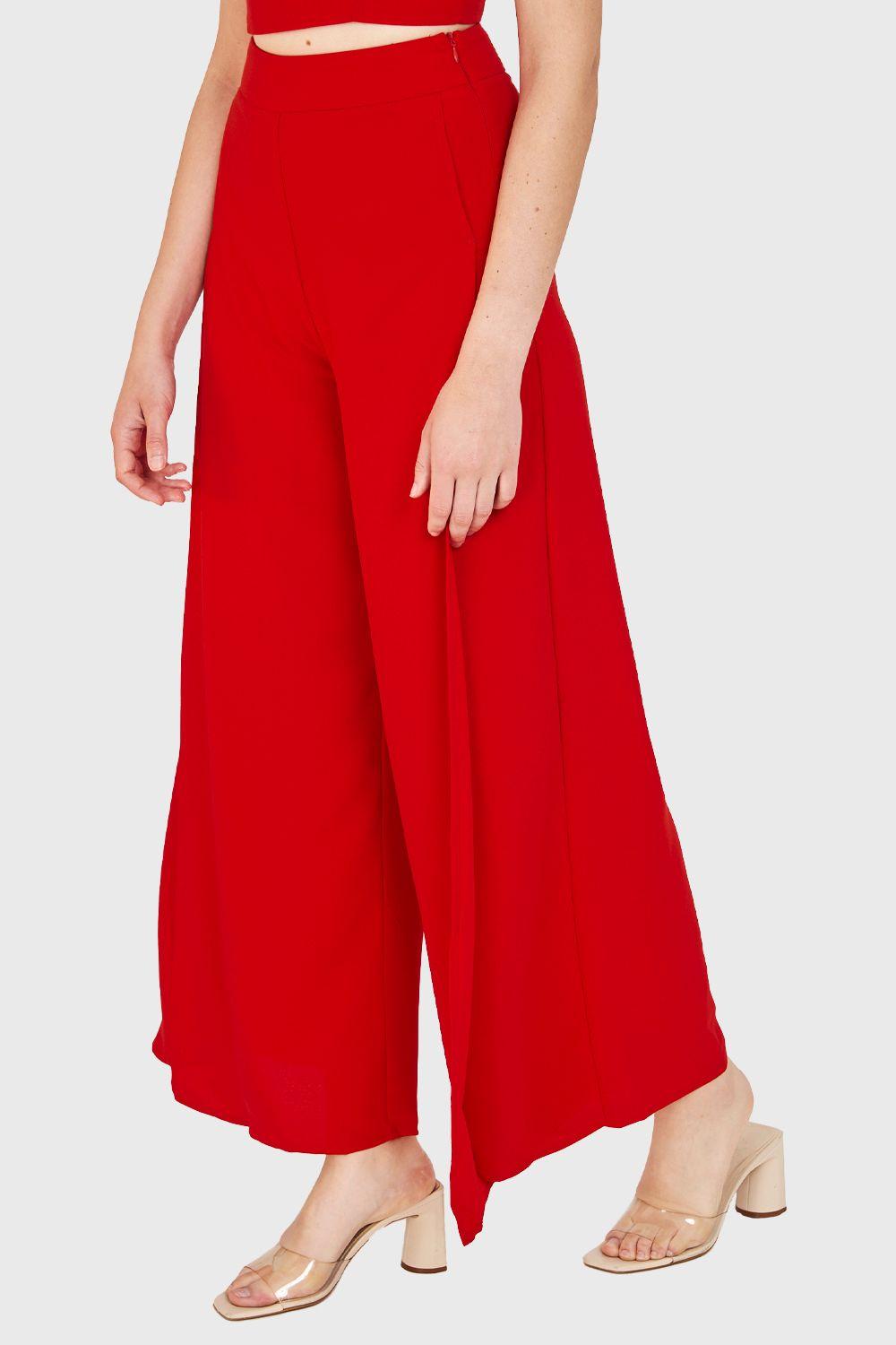 Pantalón Palazzo Aberturas Rojo Nicopoly-2