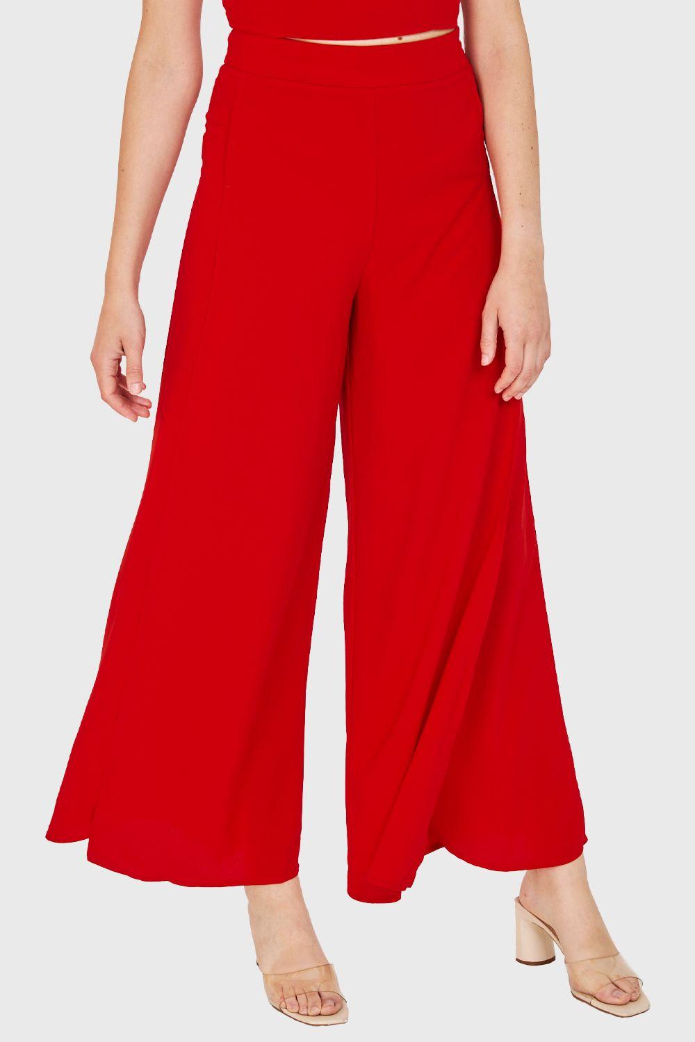 Pantalón Palazzo Aberturas Rojo Nicopoly-0