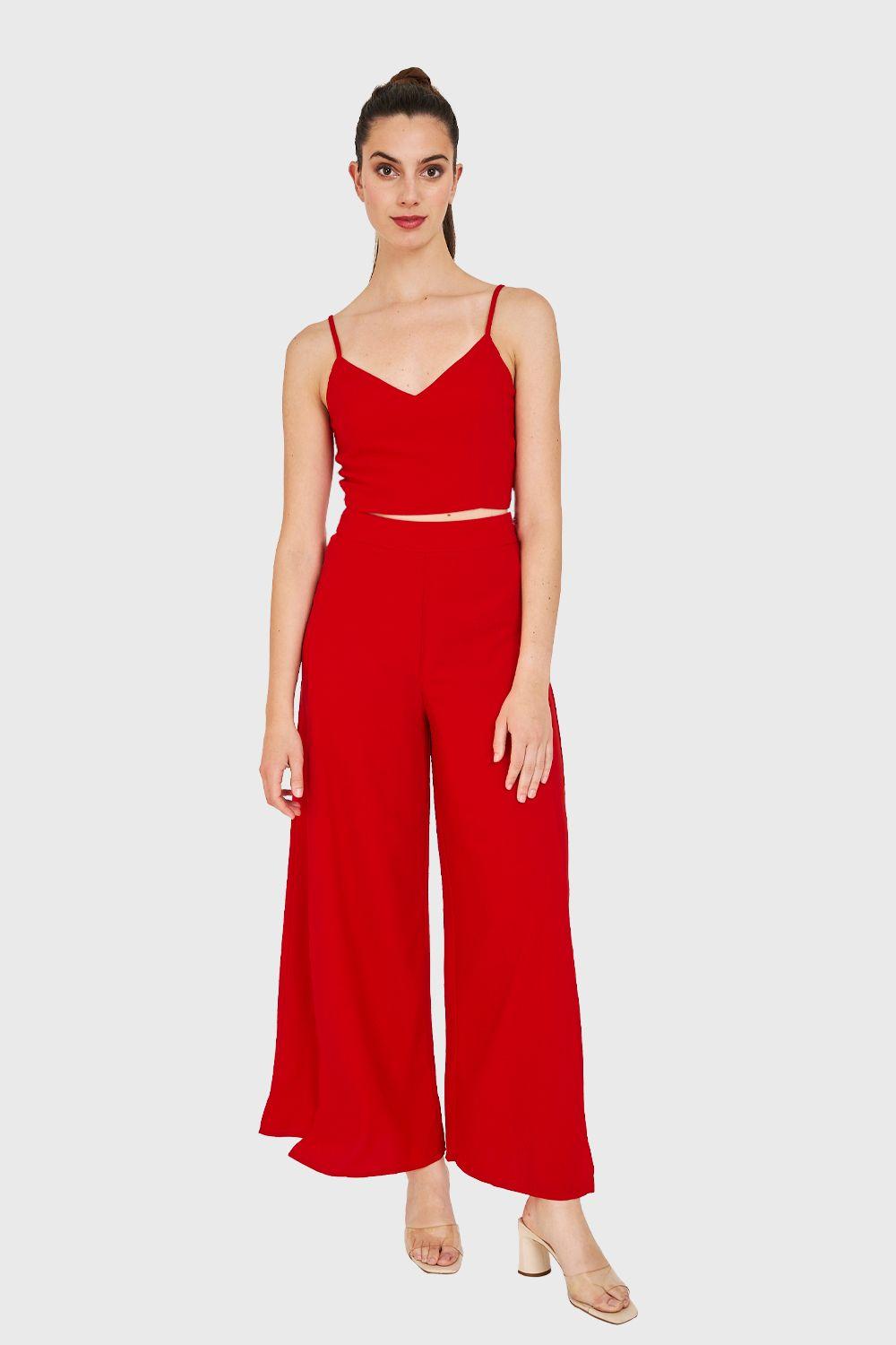 Pantalón Palazzo Aberturas Rojo Nicopoly-1