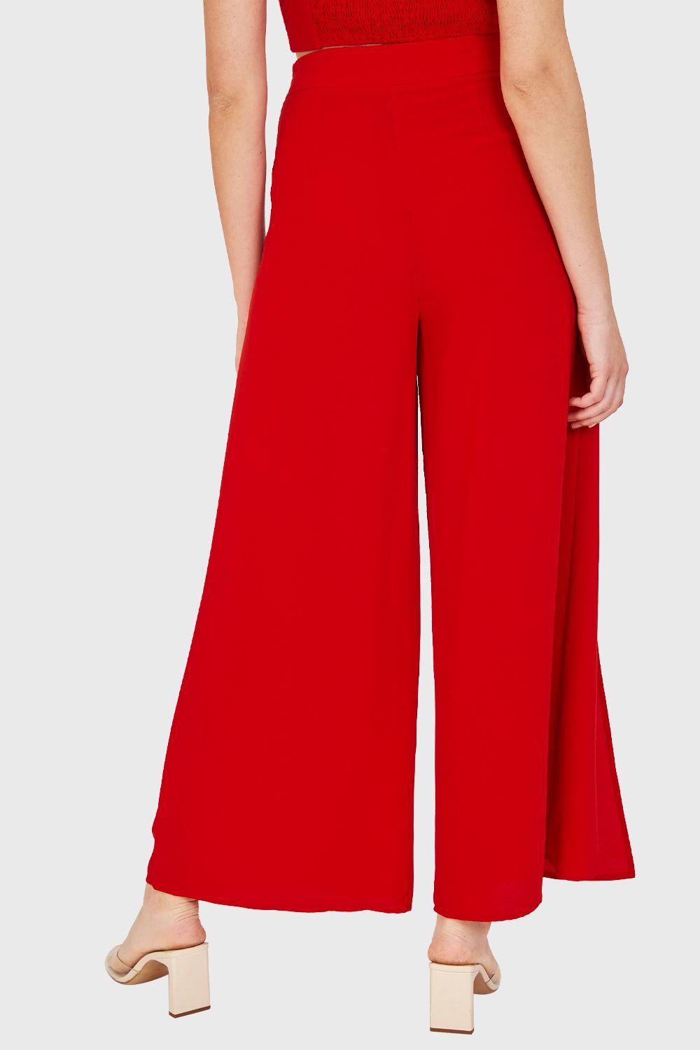 Pantalón Palazzo Aberturas Rojo Nicopoly-3