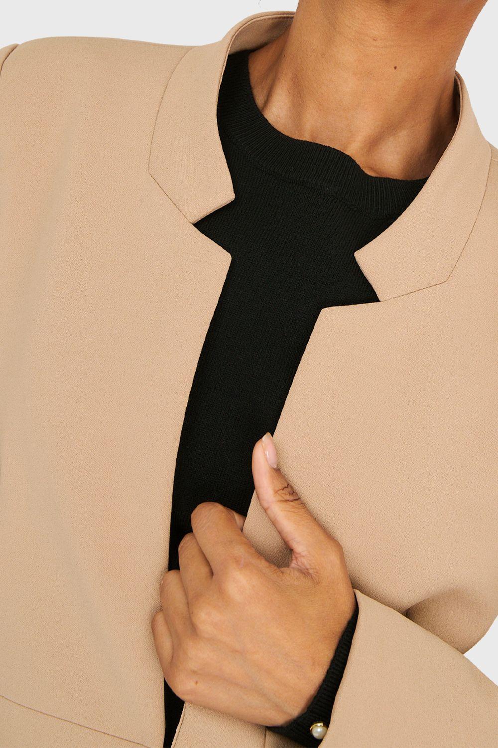 Blazer Cuello Mao Khaki Nicopoly-5