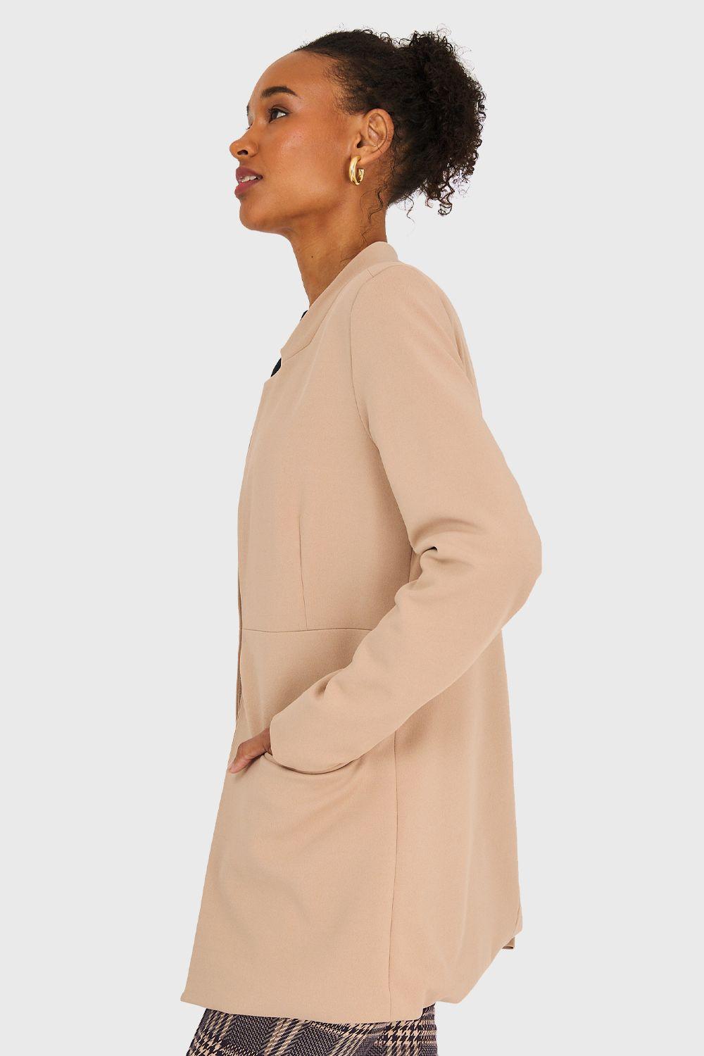 Blazer Cuello Mao Khaki Nicopoly-2