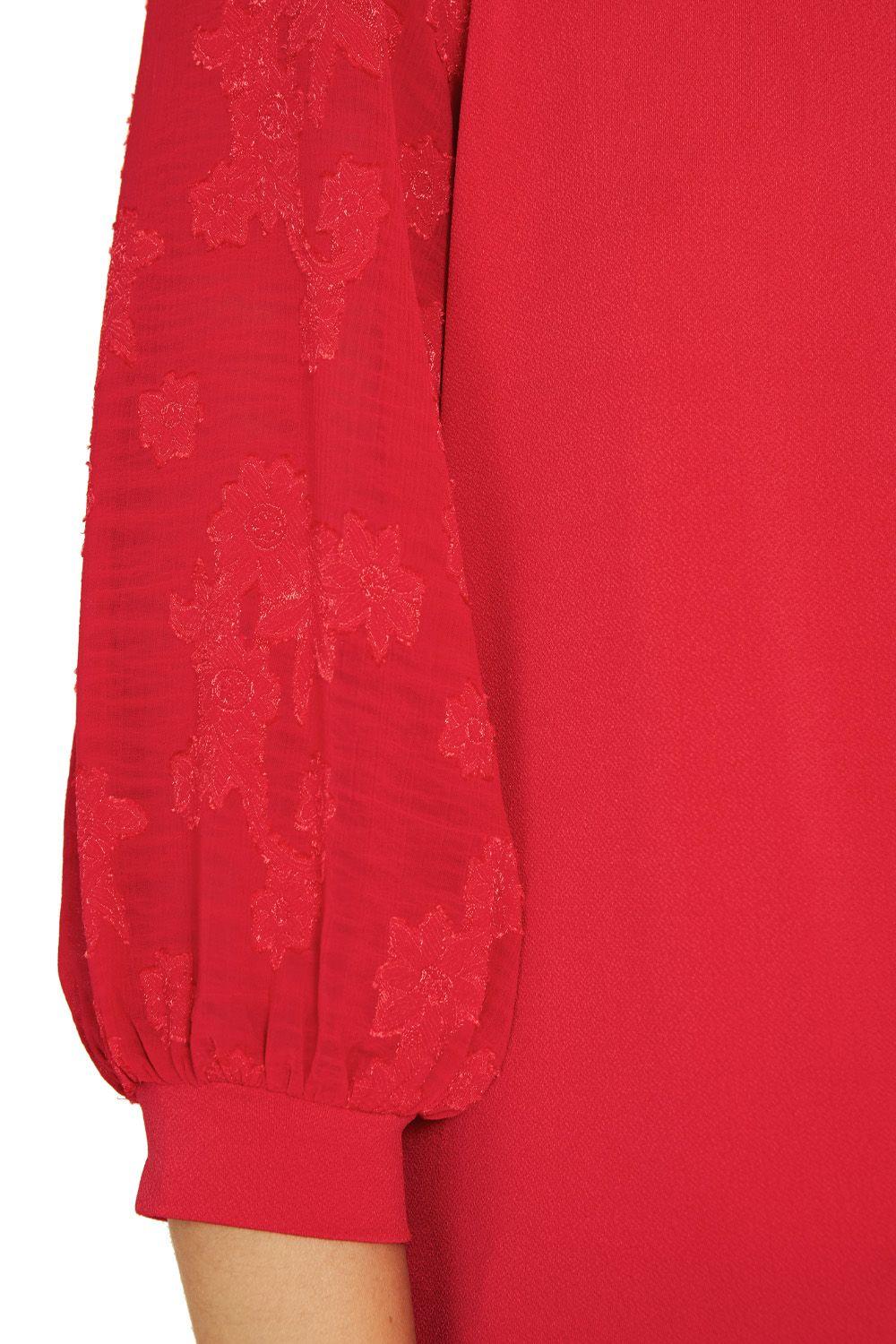 Polera Manga Floral Rojo Nicopoly-4