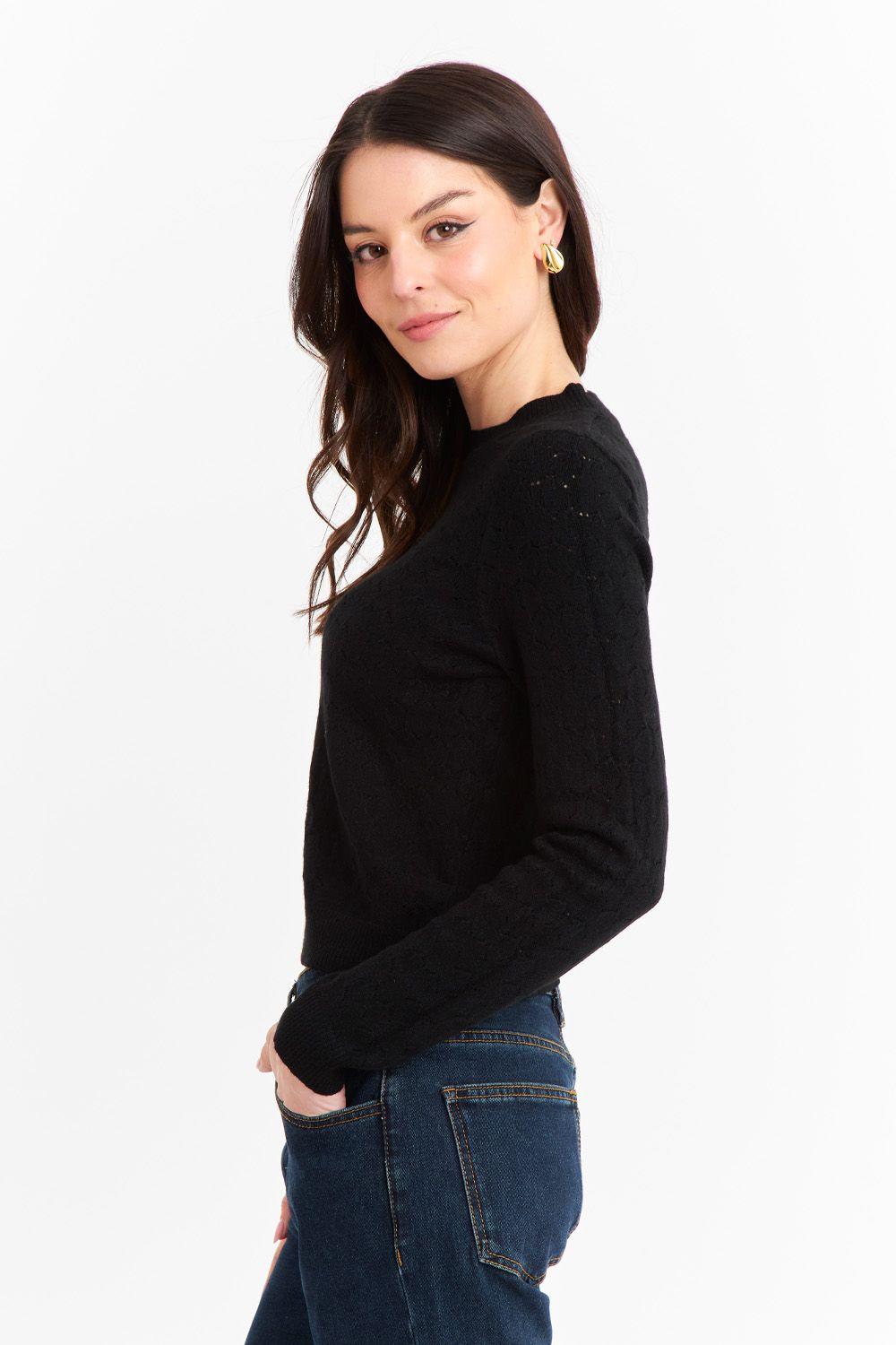 Sweater Básico Cuello Redondo Negro Nicopoly-2