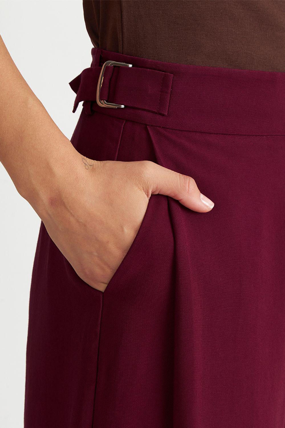 Pantalón Estilo Japonés Pierna Ancha Burdeo Nicopoly-5